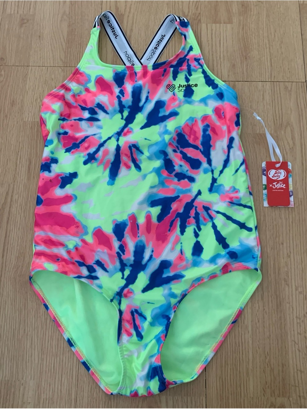 Justice Girls' Neon Tie-Dye One-Piece Swimsuit Girl's size XL Plus